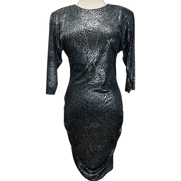 Donna 3 4 Shirt Dress Silver Gray Aop Animal main image 0